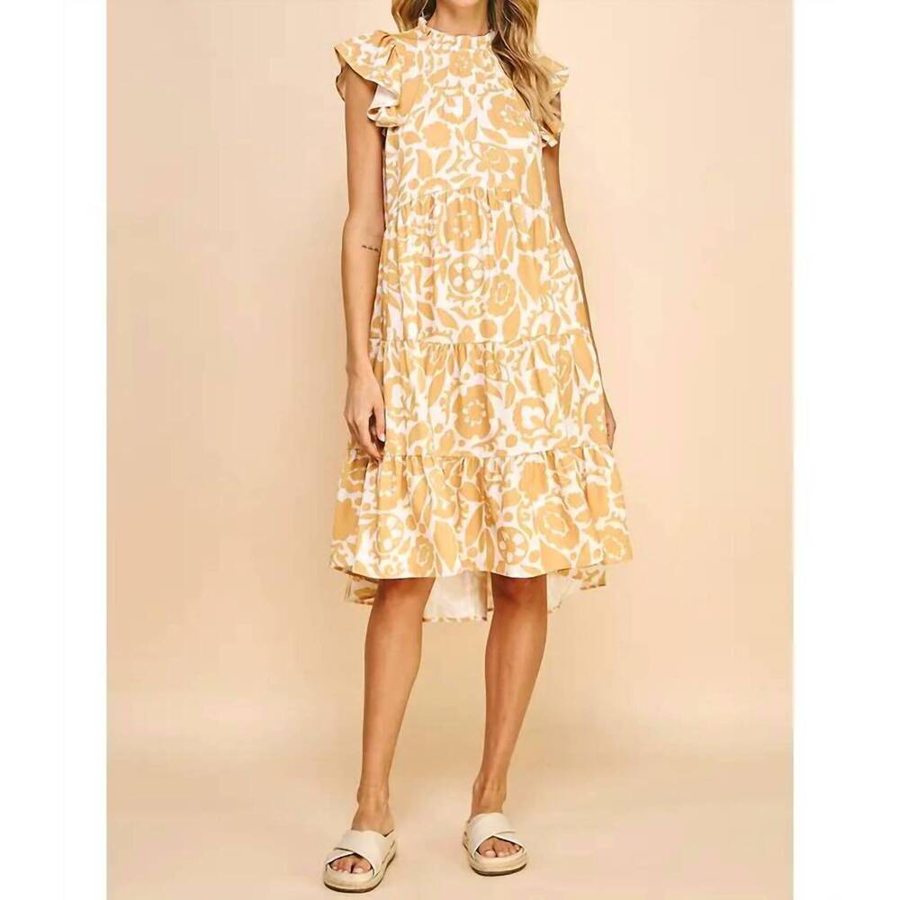 NEW PINCH floral tiered dress in mustard
